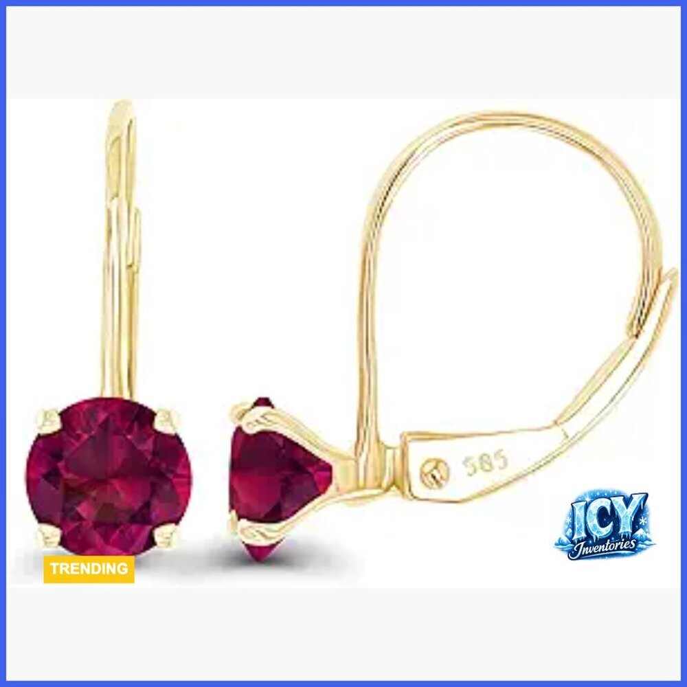 14k Gold Plated Sterling Silver Leverback Earrings with Genuine Birthstone